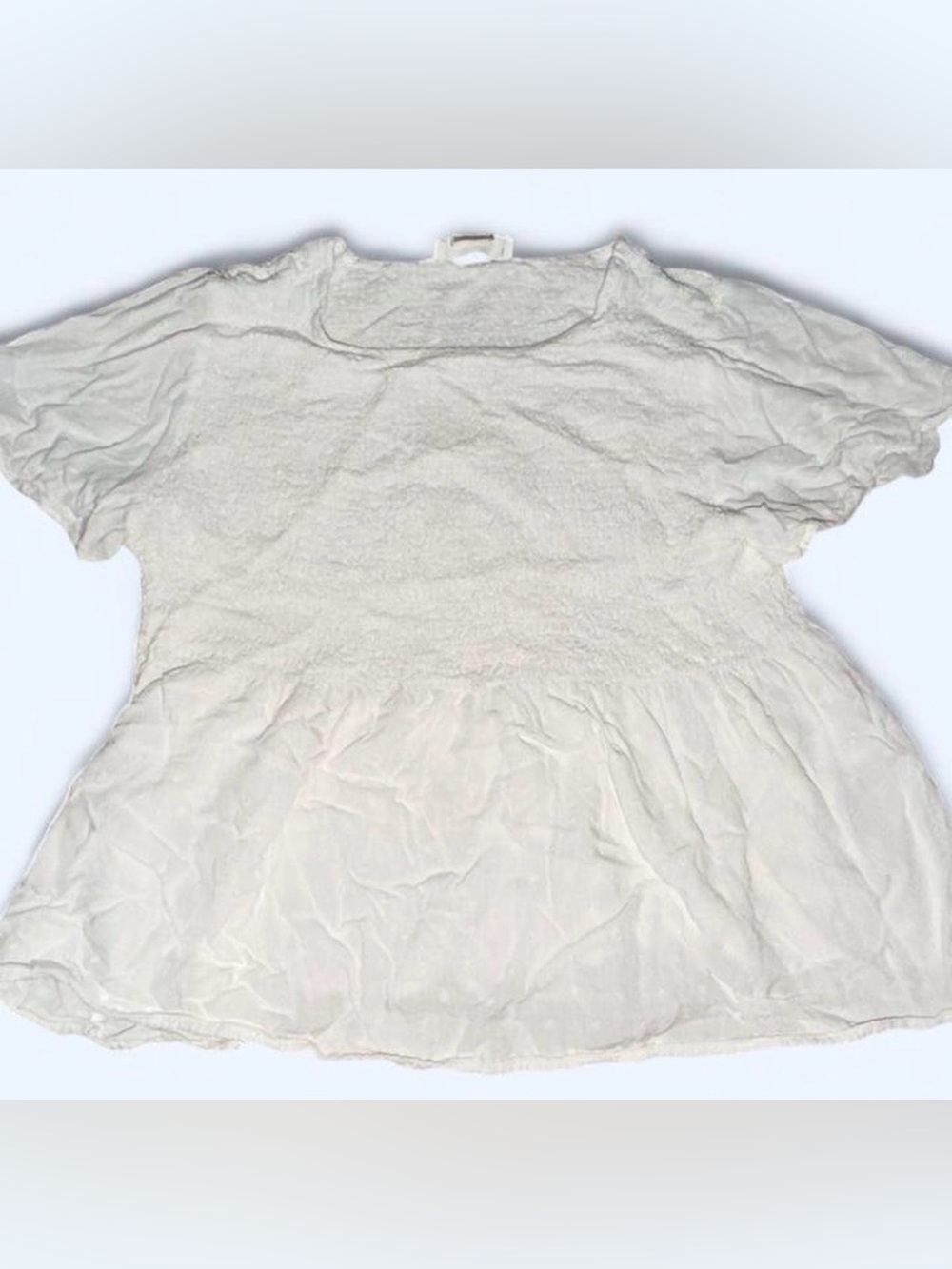 Women’s White Short-Sleeve Peplum Top